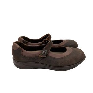 SAS Step Out Mary Jane Brown Suede Leather Comfort Shoes Womens 9.5 M Made USA